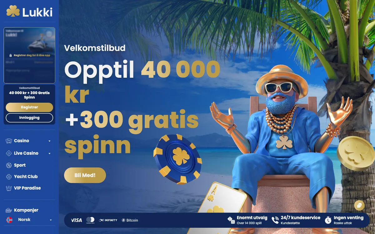 Lukki Casino — Home page, captured from Norway
