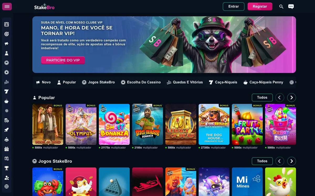 StakeBro Casino — Home page, captured from Portugal