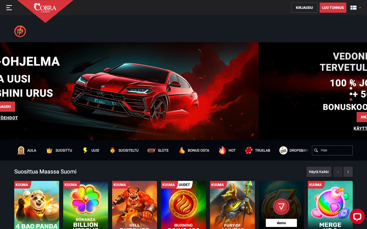 Cobra Casino — «Главная», снято из страны Финляндия