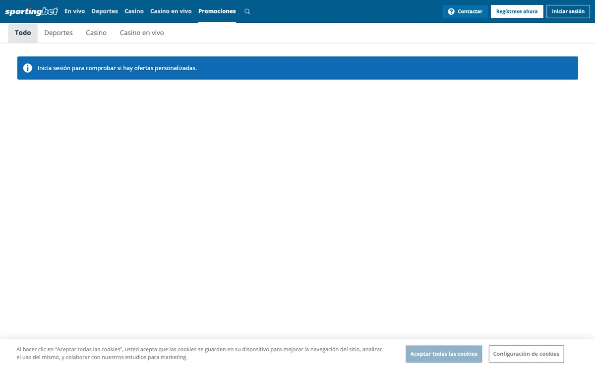 Sportingbet Casino — Promotions, captured from Mexico