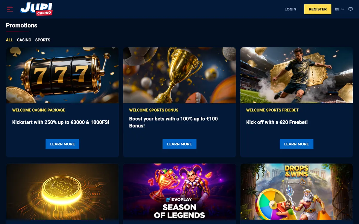 Jupi Casino — Promotions, captured from Austria