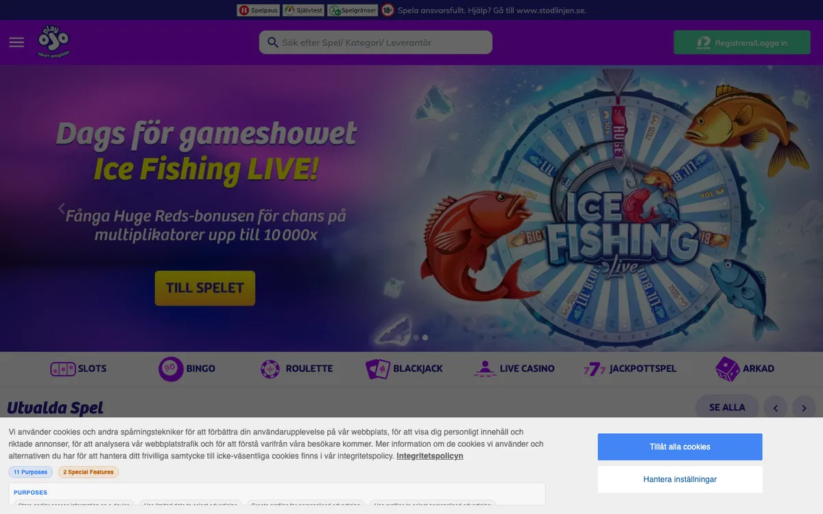 PlayOJO Casino — Home page, captured from Sweden