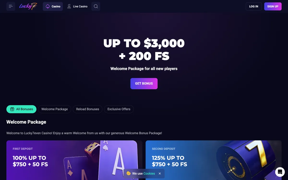 Lucky7even Casino — Promotions, captured from New Zealand