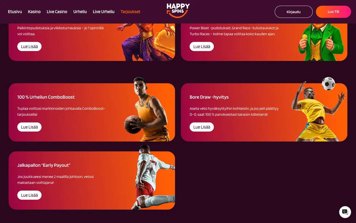 HappySpins Casino — «Акции», снято из страны Финляндия