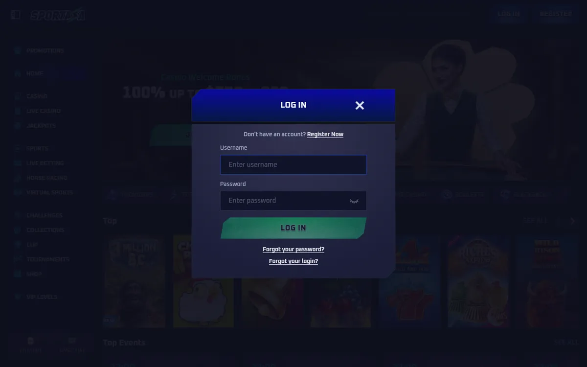 Sportaza Casino — Sign-up, captured from Canada