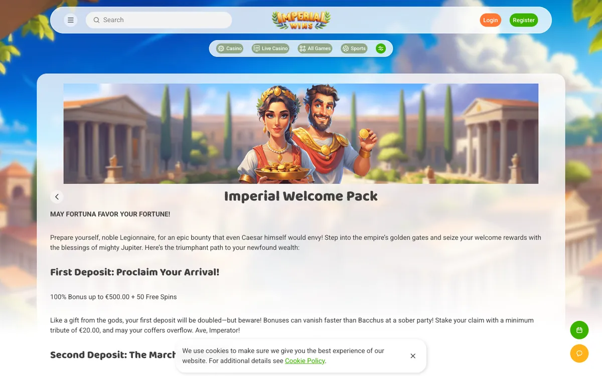 Imperial Wins Casino — Promotions, captured from Austria