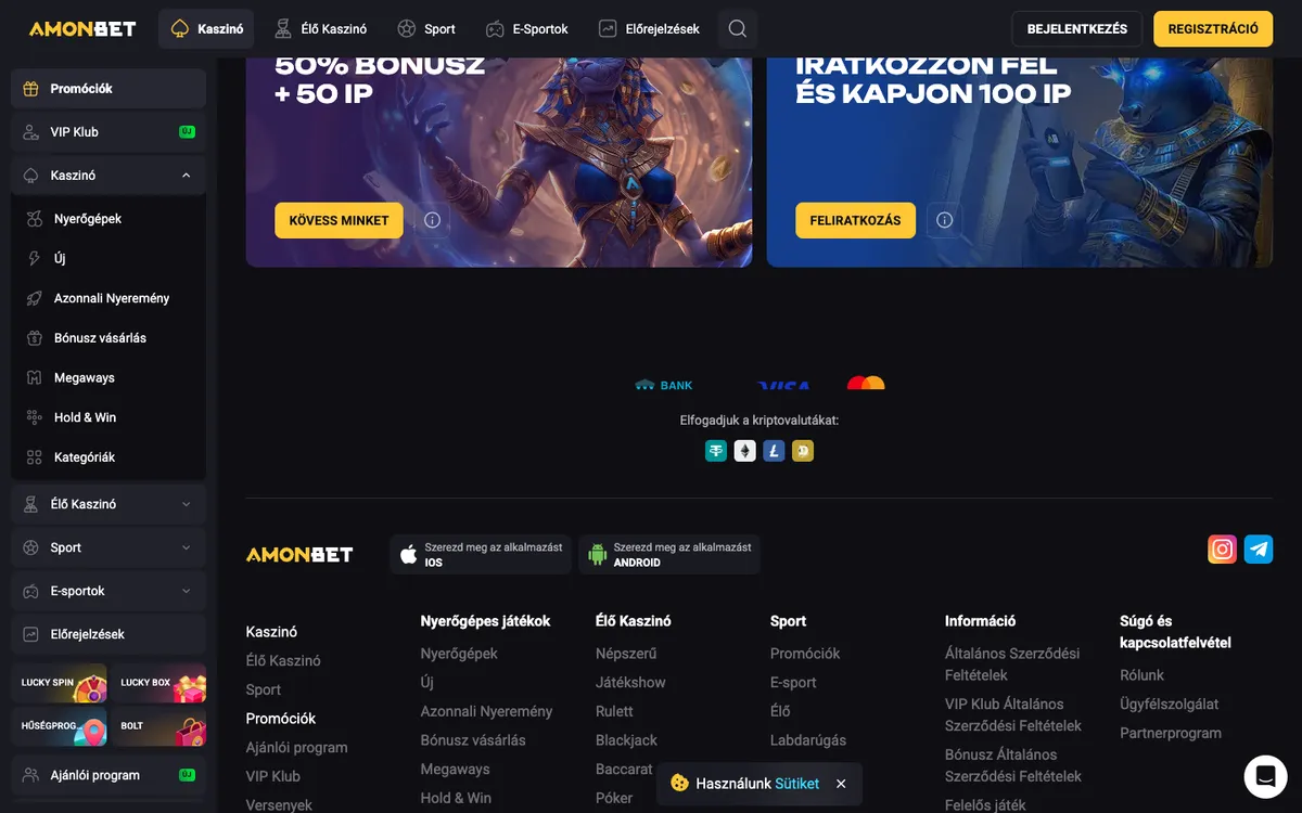 Amonbet Casino — Promotions, captured from Hungary