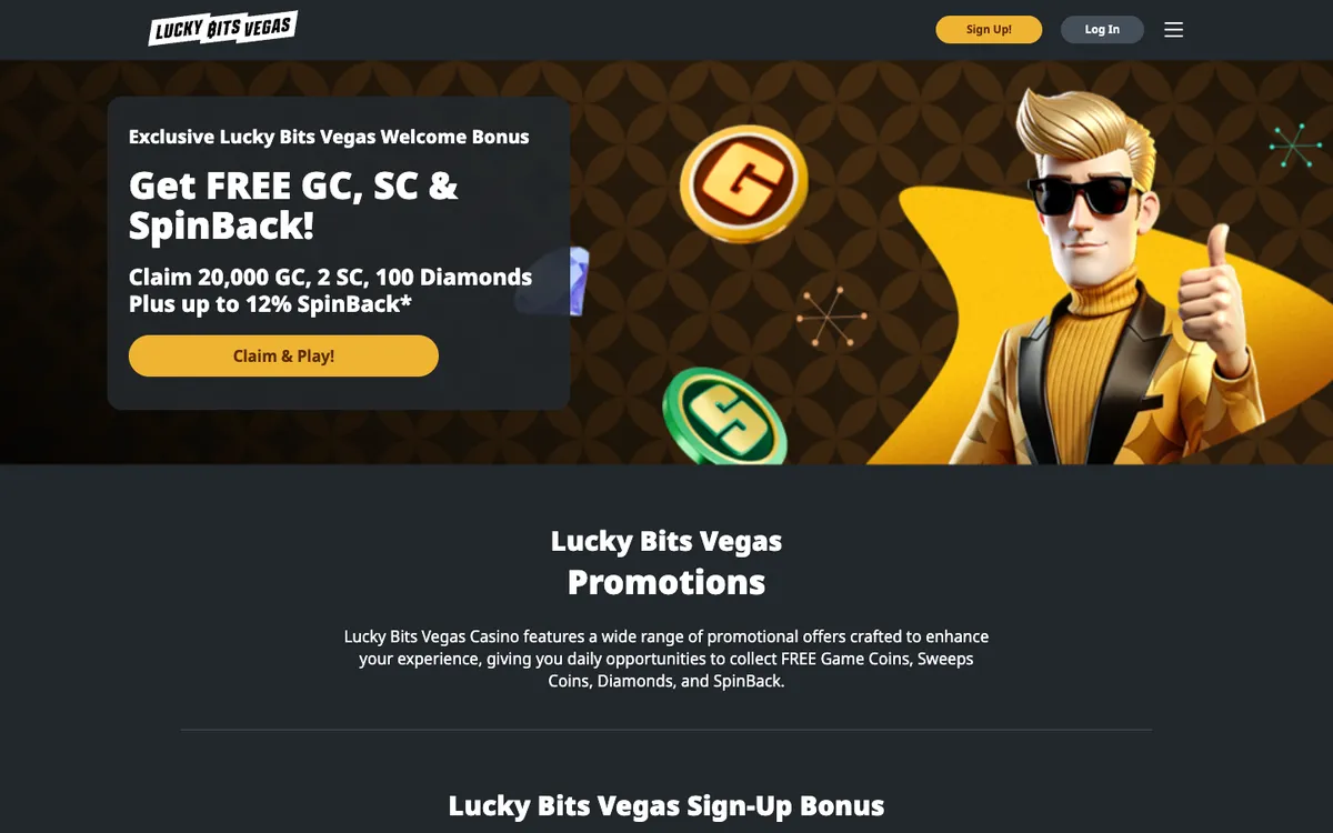 Lucky Bits Vegas Casino — Promotions, captured from United States