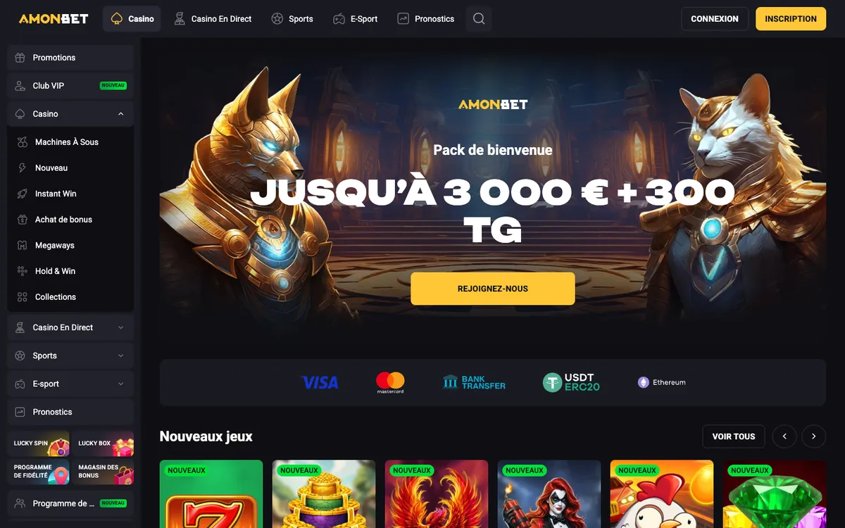 Amonbet Casino — Home page, captured from France