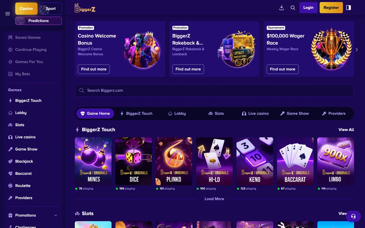 BiggerZ Casino — Payments, captured from Switzerland