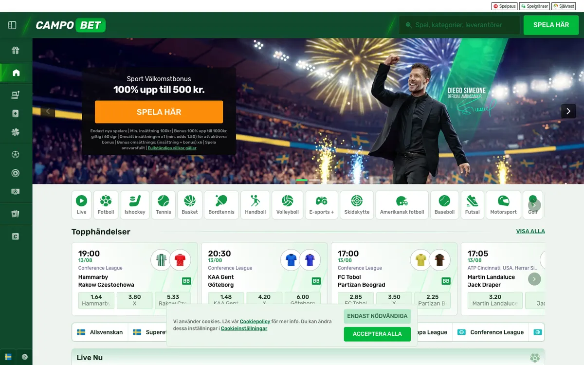 Campobet Casino — «Главная», снято из страны Швеция