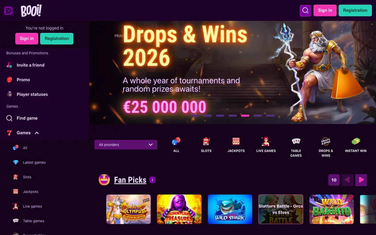 Booi Casino — Home page, captured from Belgium
