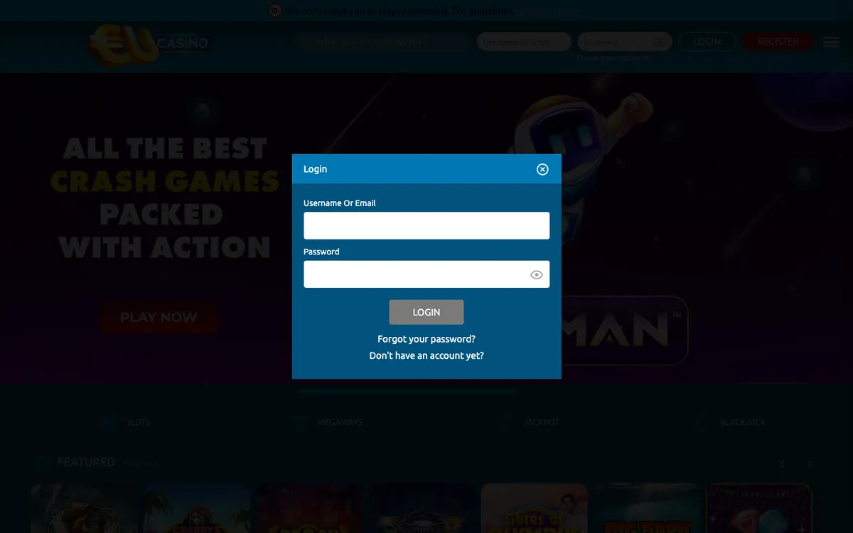 EUcasino — Sign-up, captured from Canada