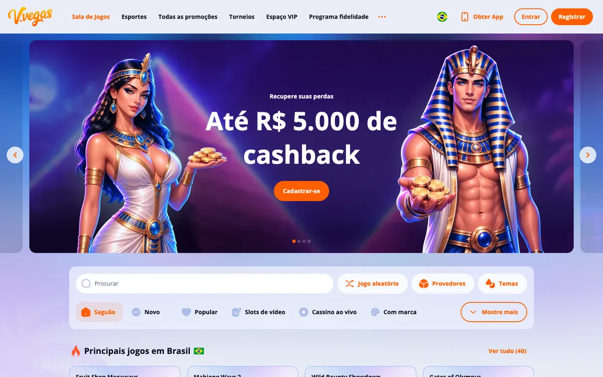 V.Vegas Casino — Home page, captured from Brazil