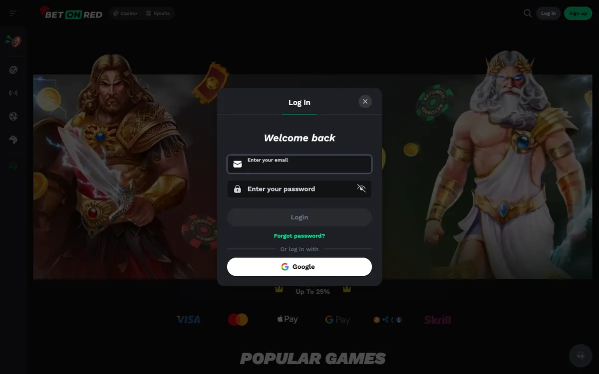BetOnRed Casino — Sign-up, captured from Slovenia