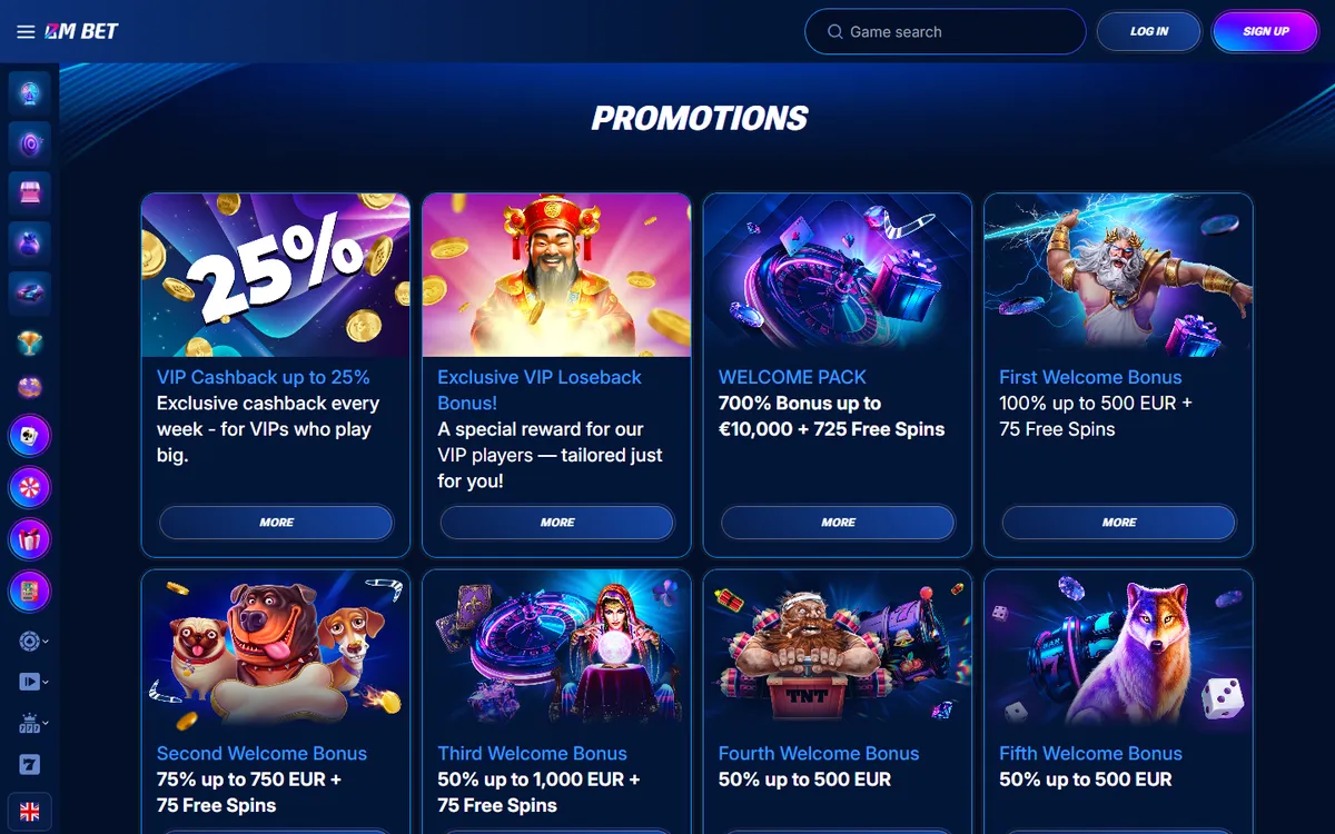 Bm.bet Casino — Promotions, captured from Canada