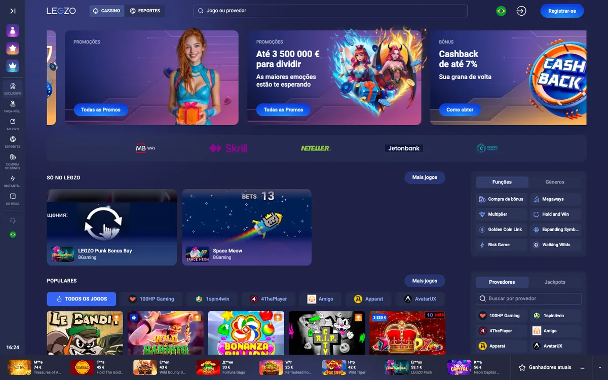Legzo Casino — Home page, captured from Portugal