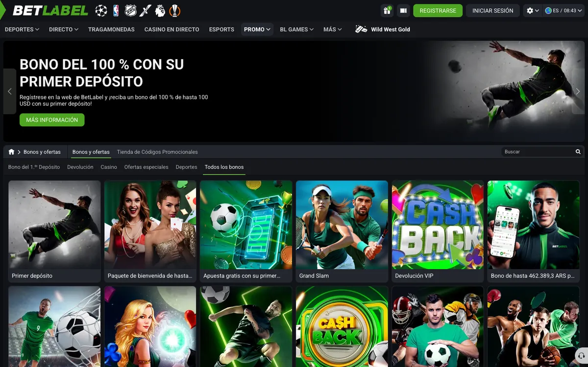 BetLabel Casino — Promotions, captured from Argentina
