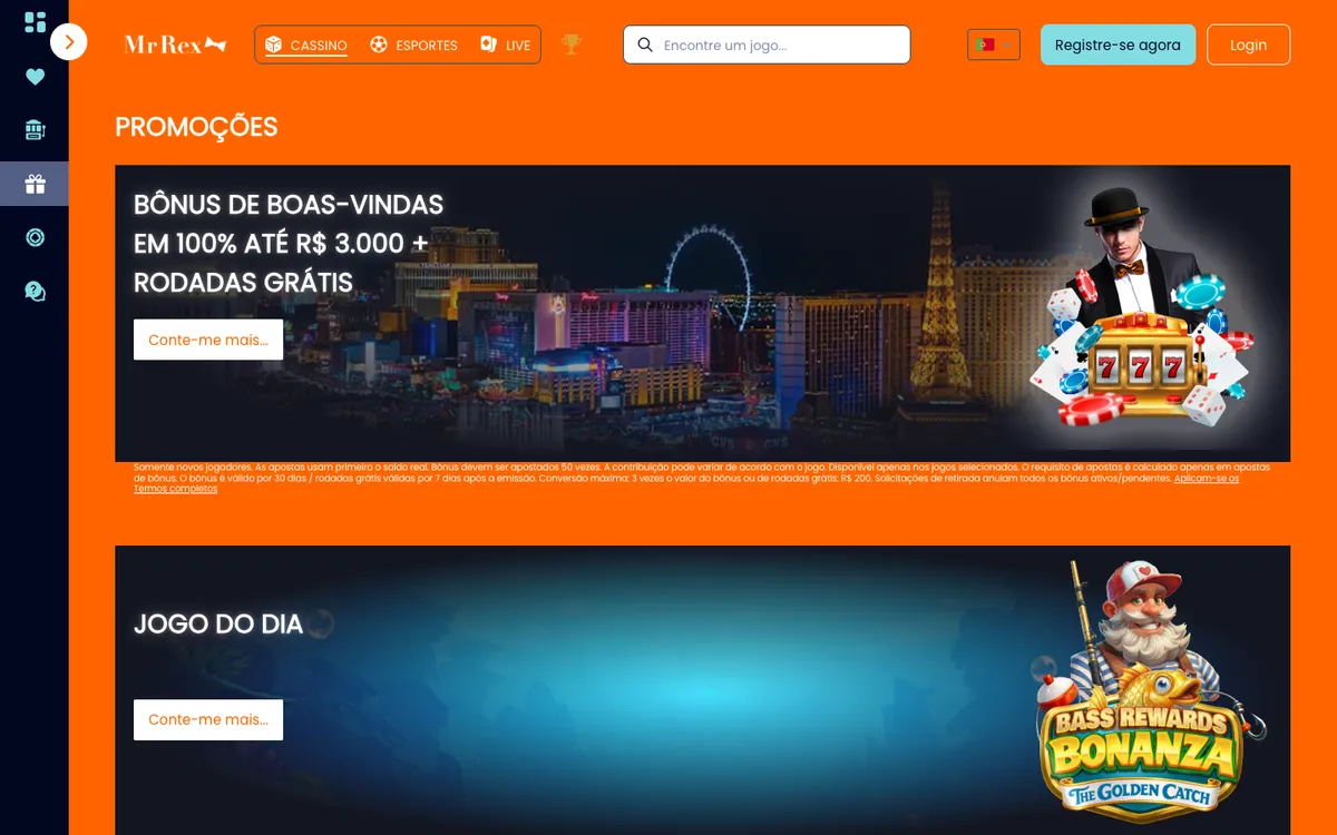 Mr Rex Casino — Promotions, captured from Brazil