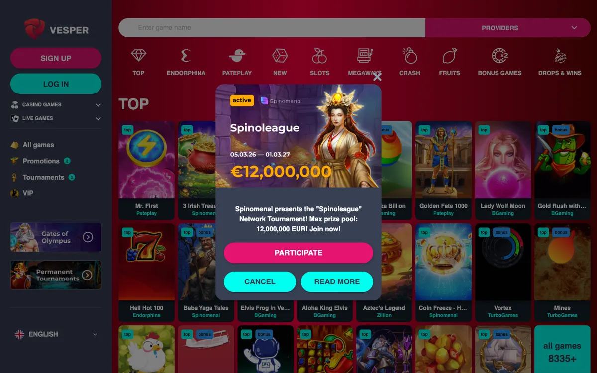 Vesper Casino — «Главная», снято из страны Южно-Африканская Республика