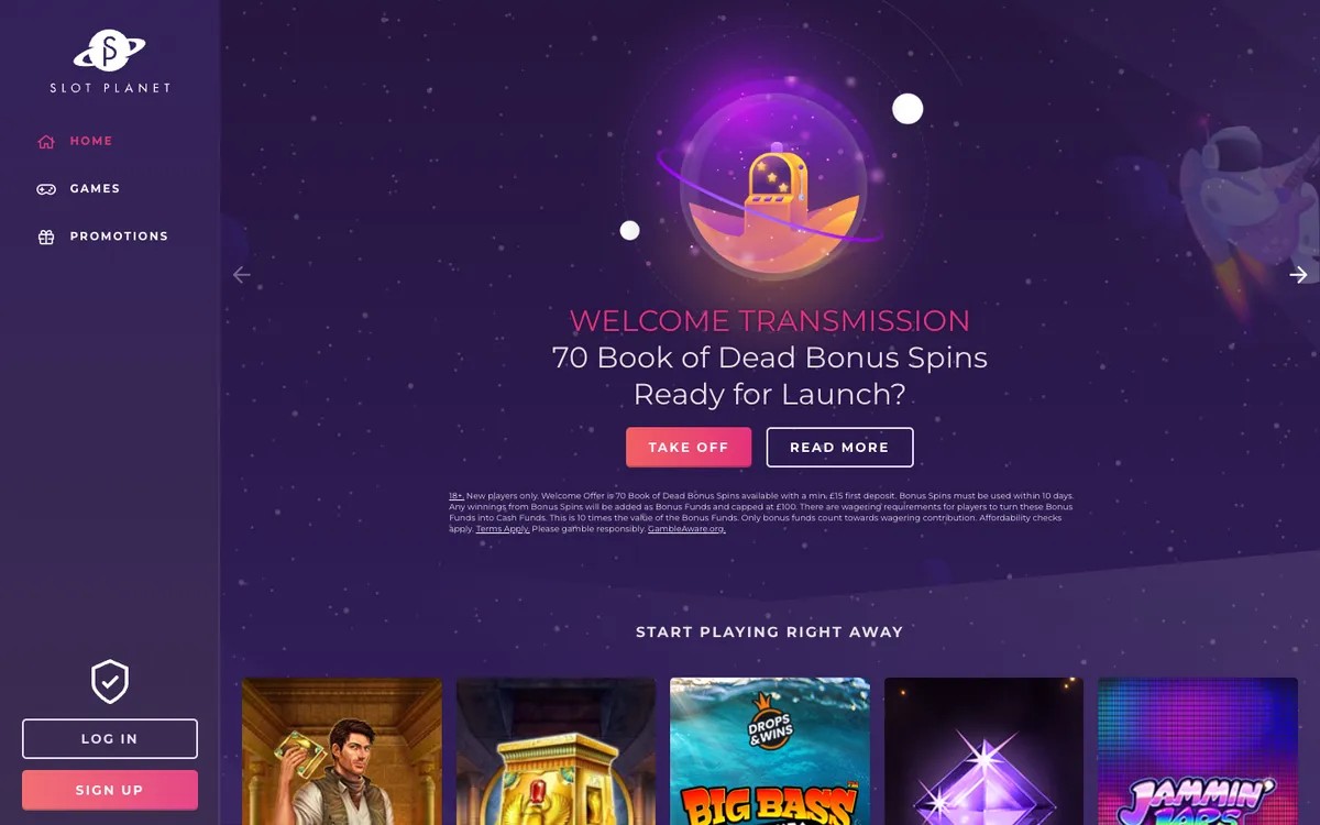 Slot Planet Casino — «Главная», снято из страны Великобритания