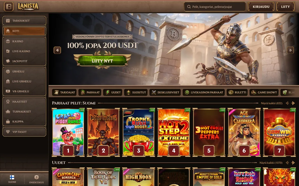 Lanista Casino — «Главная», снято из страны Финляндия