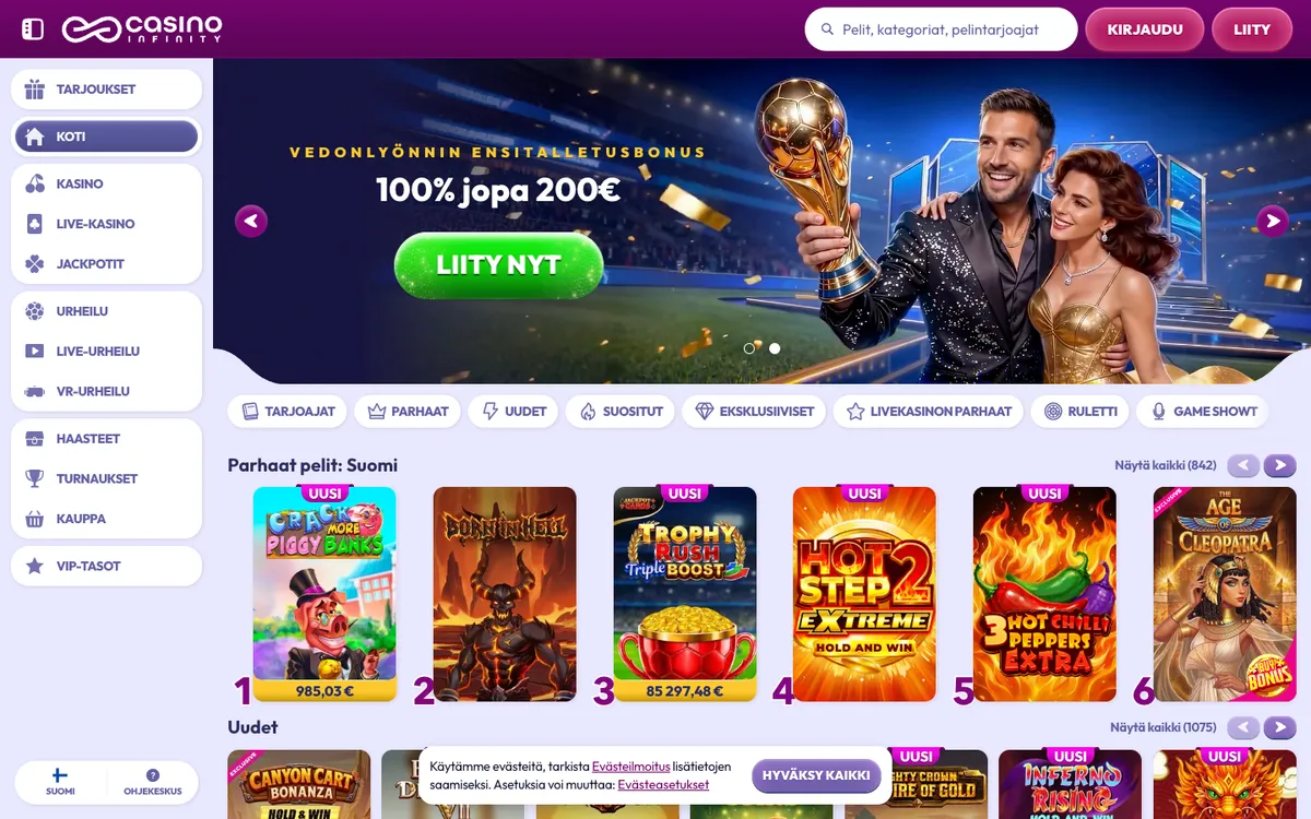 Casino Infinity — «Главная», снято из страны Финляндия