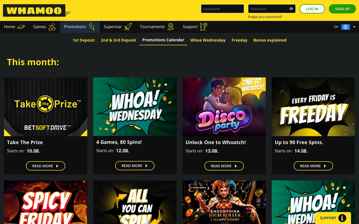 Whamoo Casino — Promotions, captured from Germany