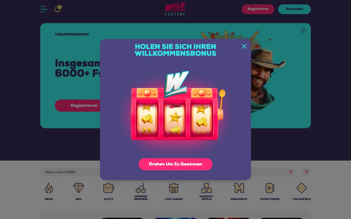 Wildfortune.io Casino – «Главная», снято из страны Австрия