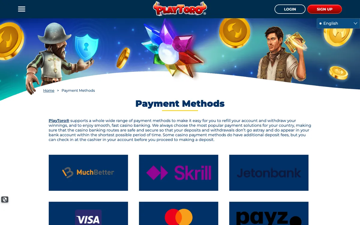 PlayToro Casino — Payments, captured from South Africa