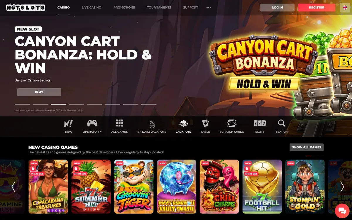 HotSlots Casino — Home page, captured from Brazil