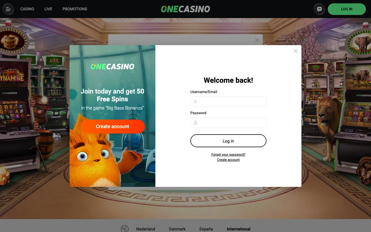 One Casino — Sign-up, captured from Canada