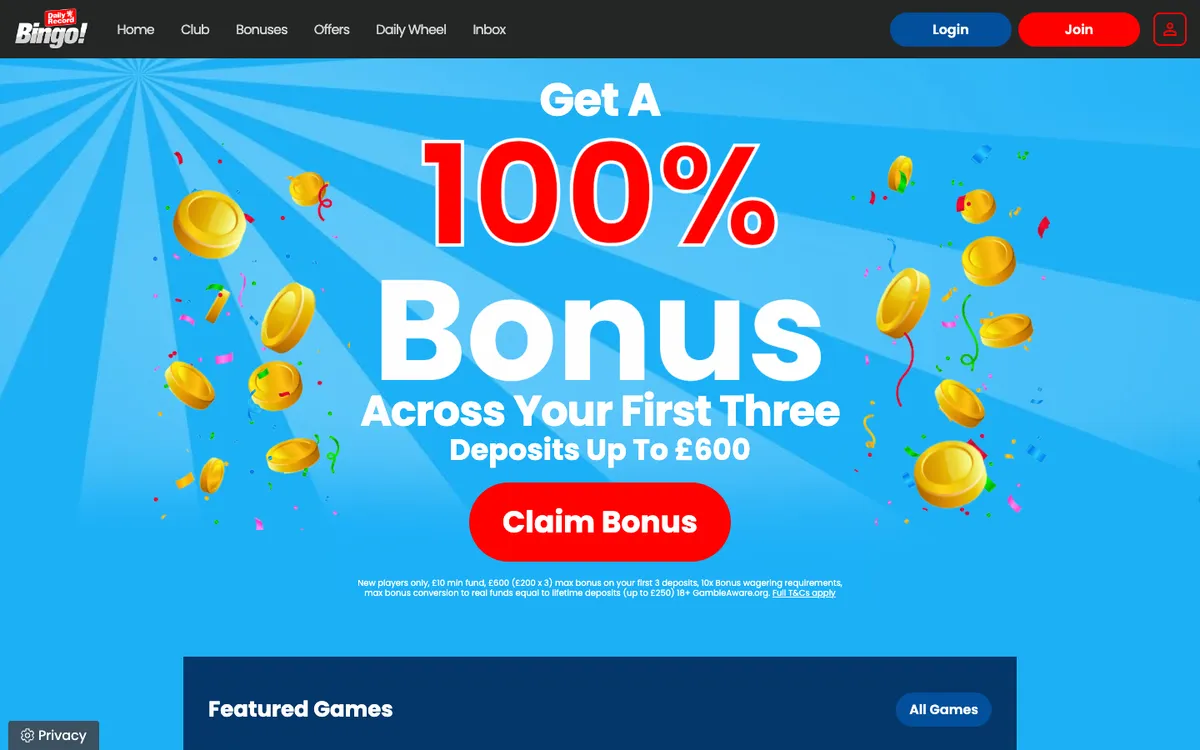 Daily Record Bingo Casino — Sign-up, captured from United Kingdom
