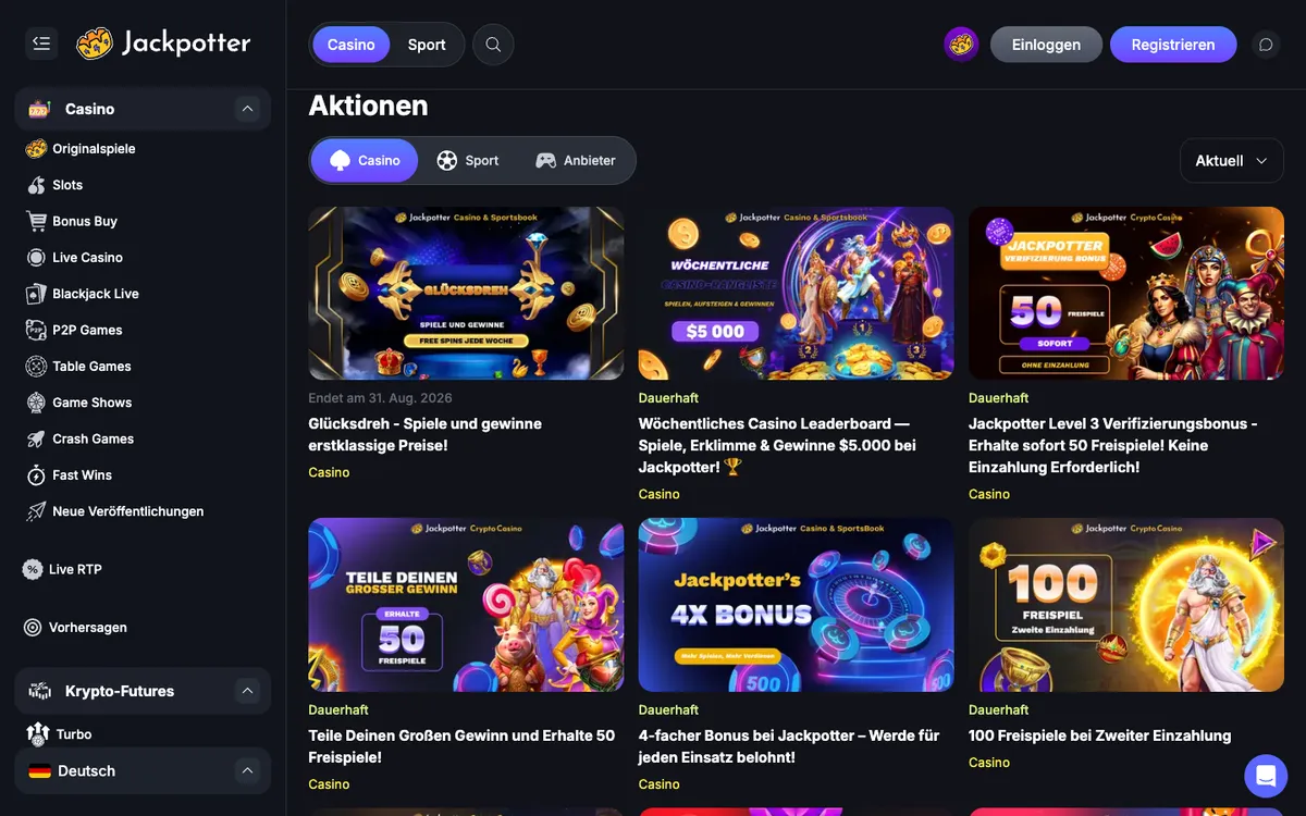 Jackpotter Casino — Promotions, captured from Germany