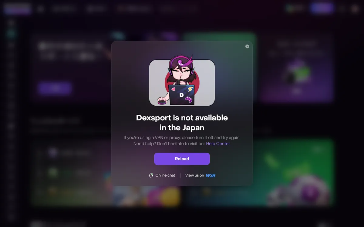 Dexsport Casino — Promotions, captured from Japan