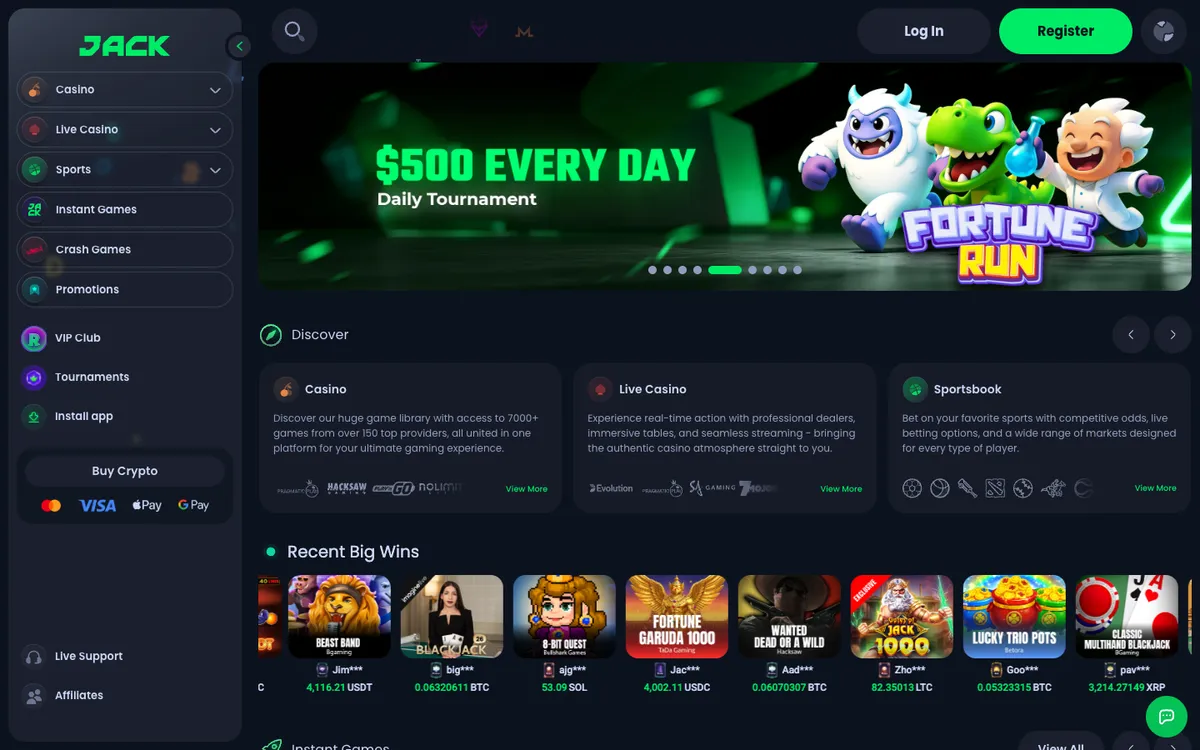 Jack.com Casino — Sign-up, captured from United Kingdom