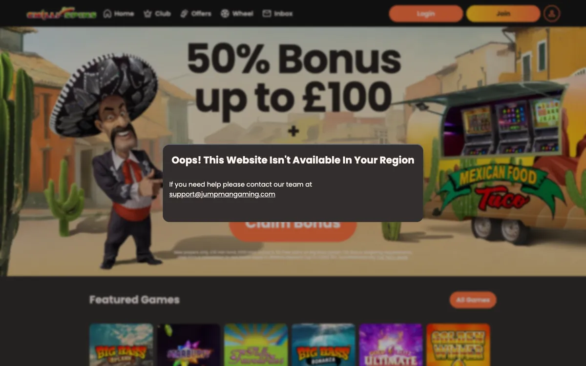 Chilli Spins Casino — «Регистрация», снято из страны Германия