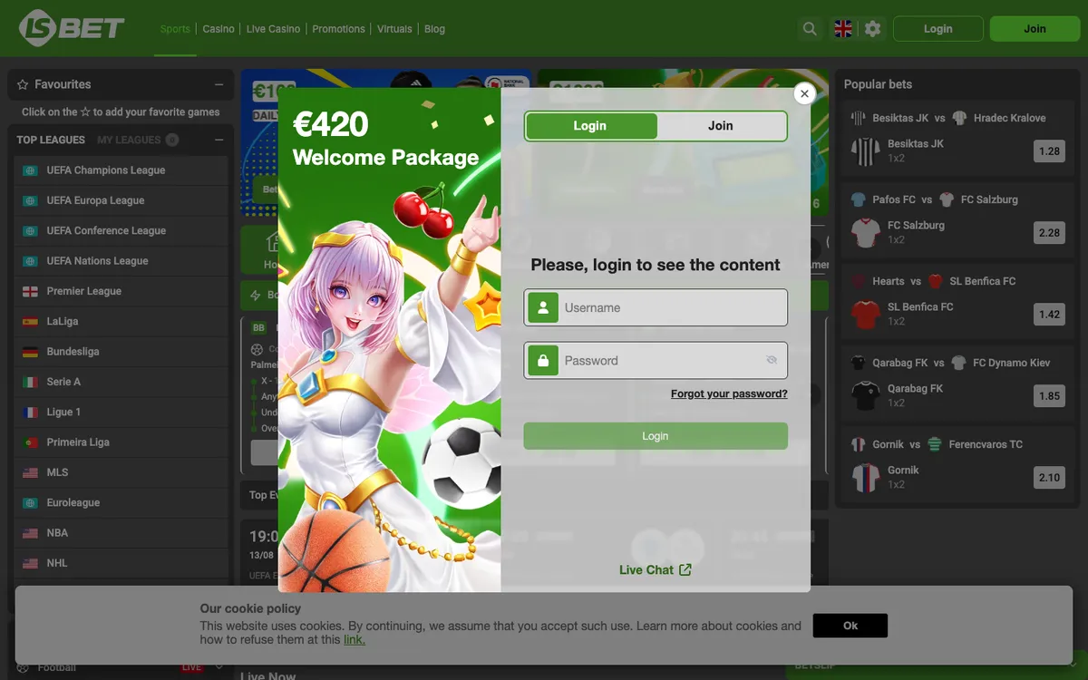 LSbet Casino — Sign-up, captured from Poland