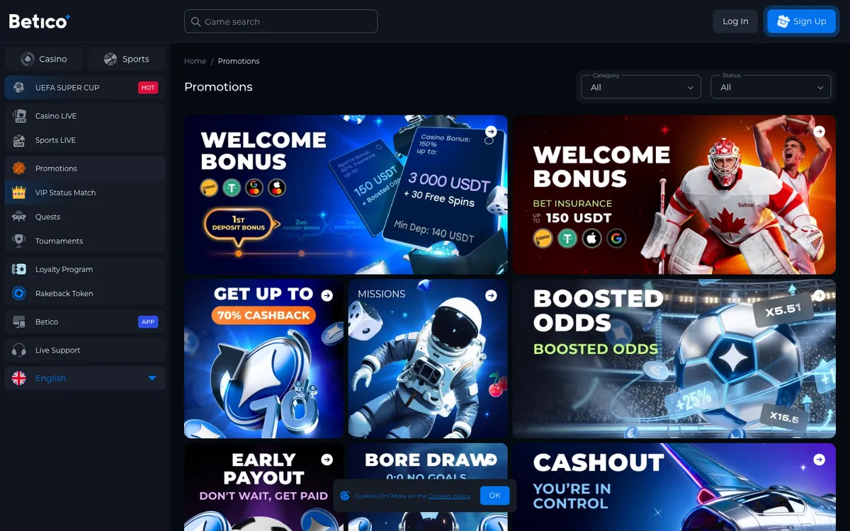 Betico Casino — Promotions, captured from Japan
