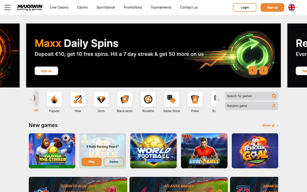 Maxxwin Casino — «Главная», снято из страны Финляндия
