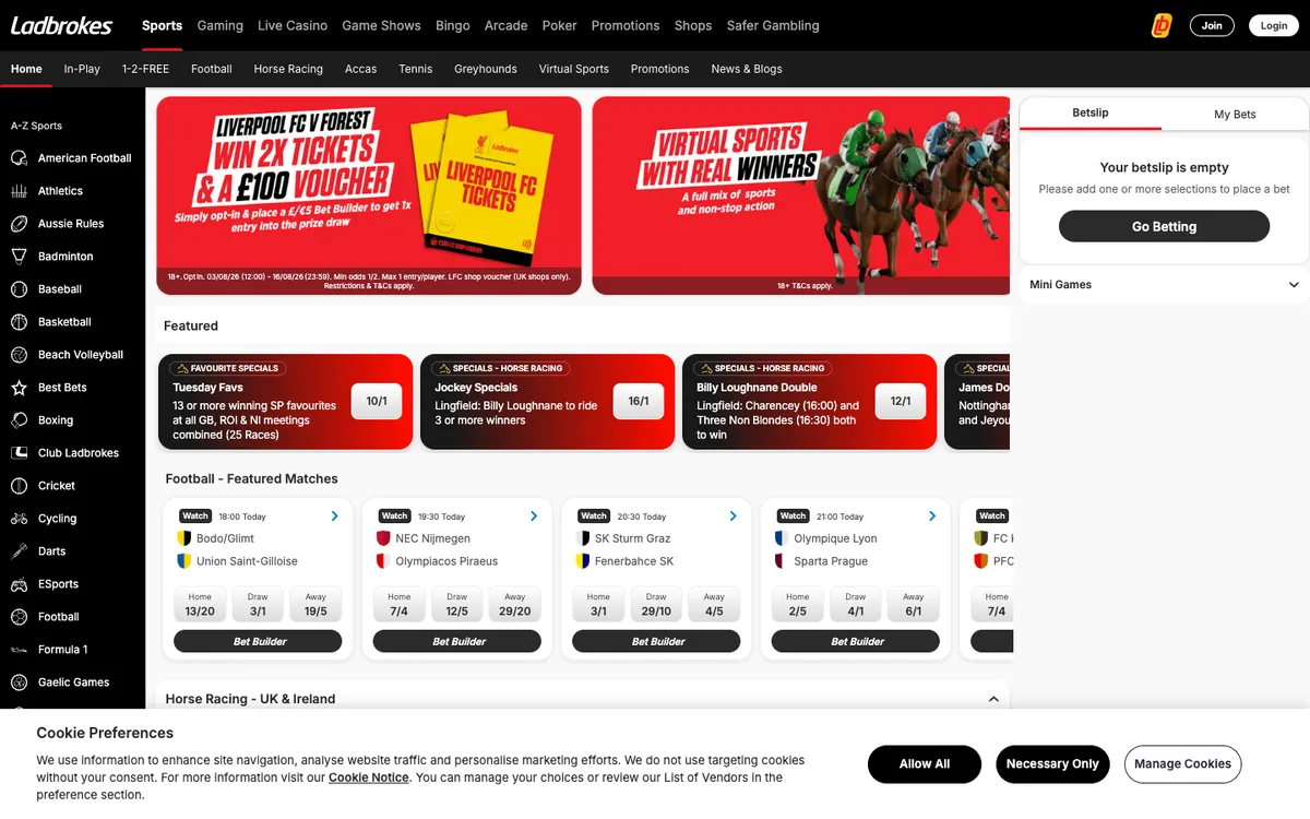 Ladbrokes Casino — Home page, captured from United Kingdom