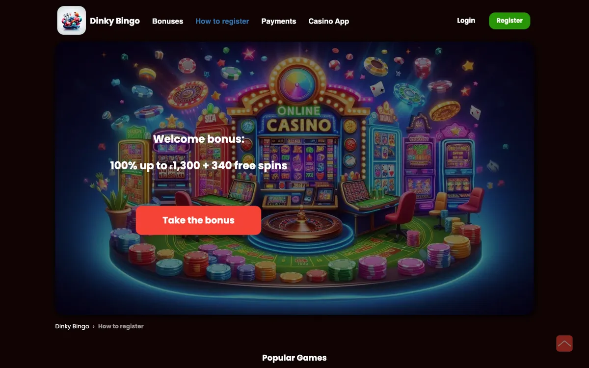 Dinky Bingo Casino — Sign-up, captured from United Kingdom