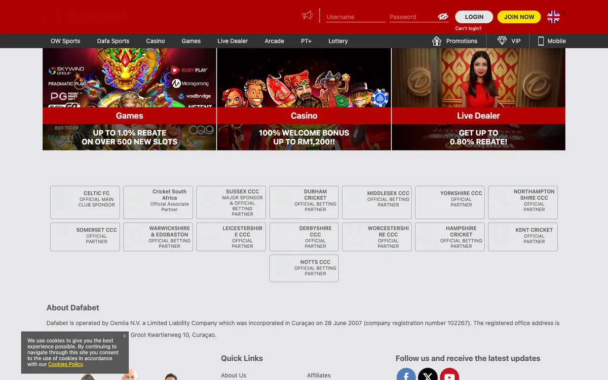 Dafabet Casino — Sign-up, captured from Austria