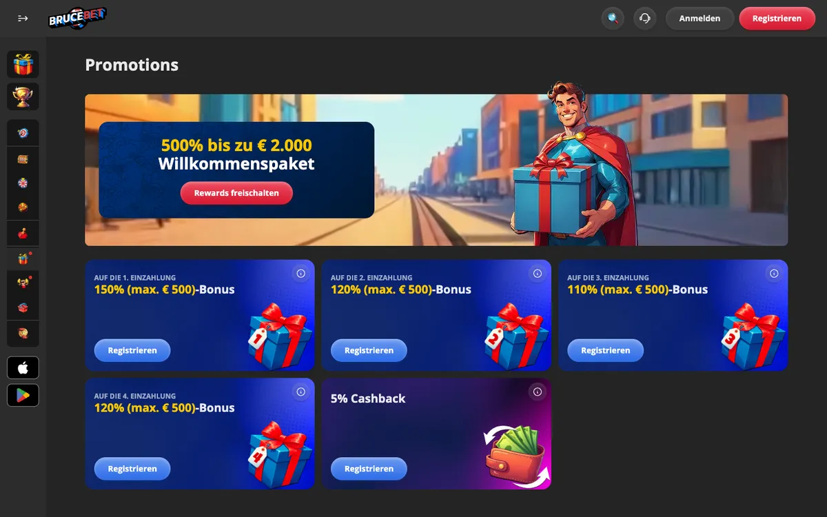 BruceBet Casino — Promotions, captured from Germany