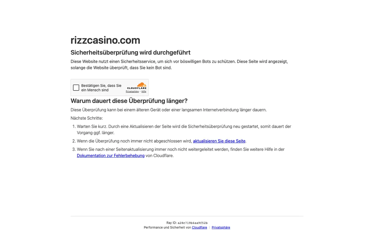 Rizz Casino — Home page, captured from Austria