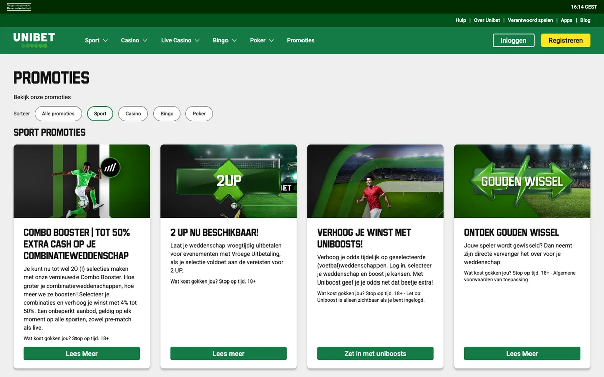 Unibet Casino NL — Promotions, captured from Netherlands
