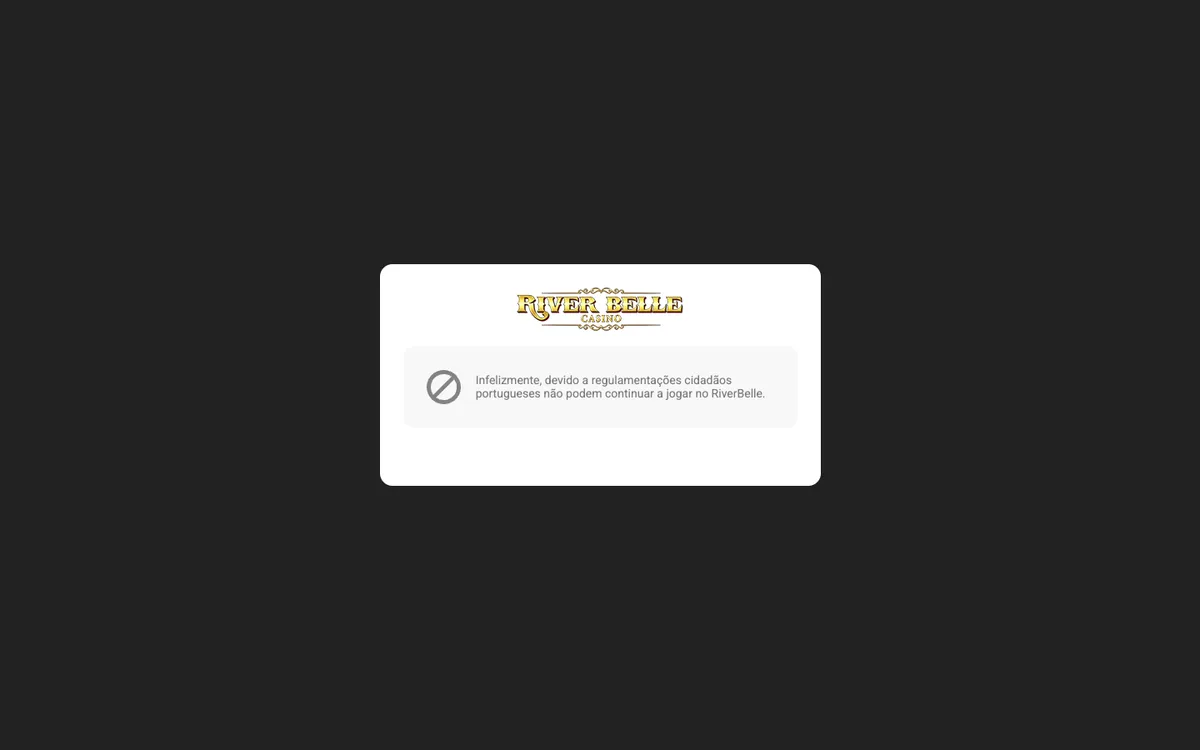 River Belle Casino — Sign-up, captured from Portugal