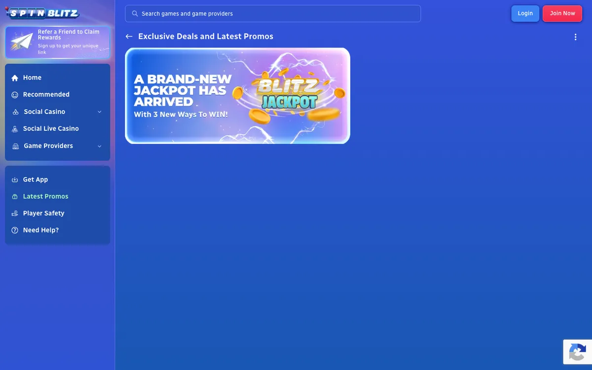 SpinBlitz Casino — Promotions, captured from United States
