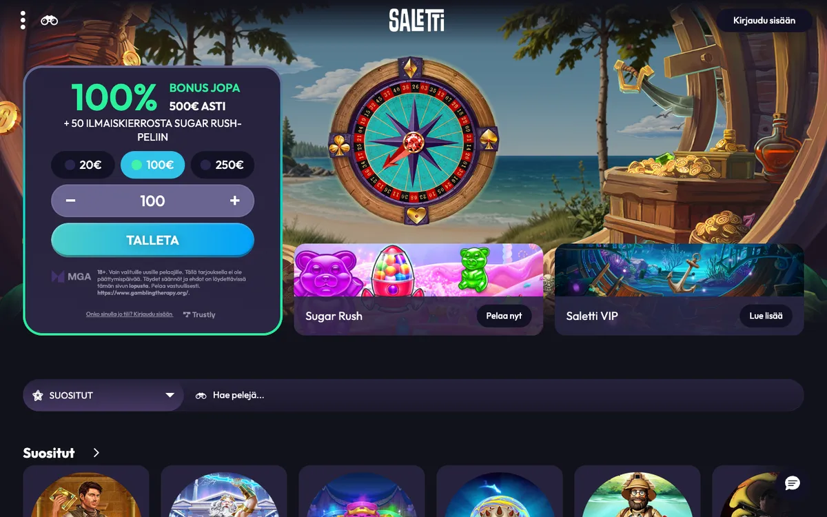Saletti Casino — Home page, captured from Finland