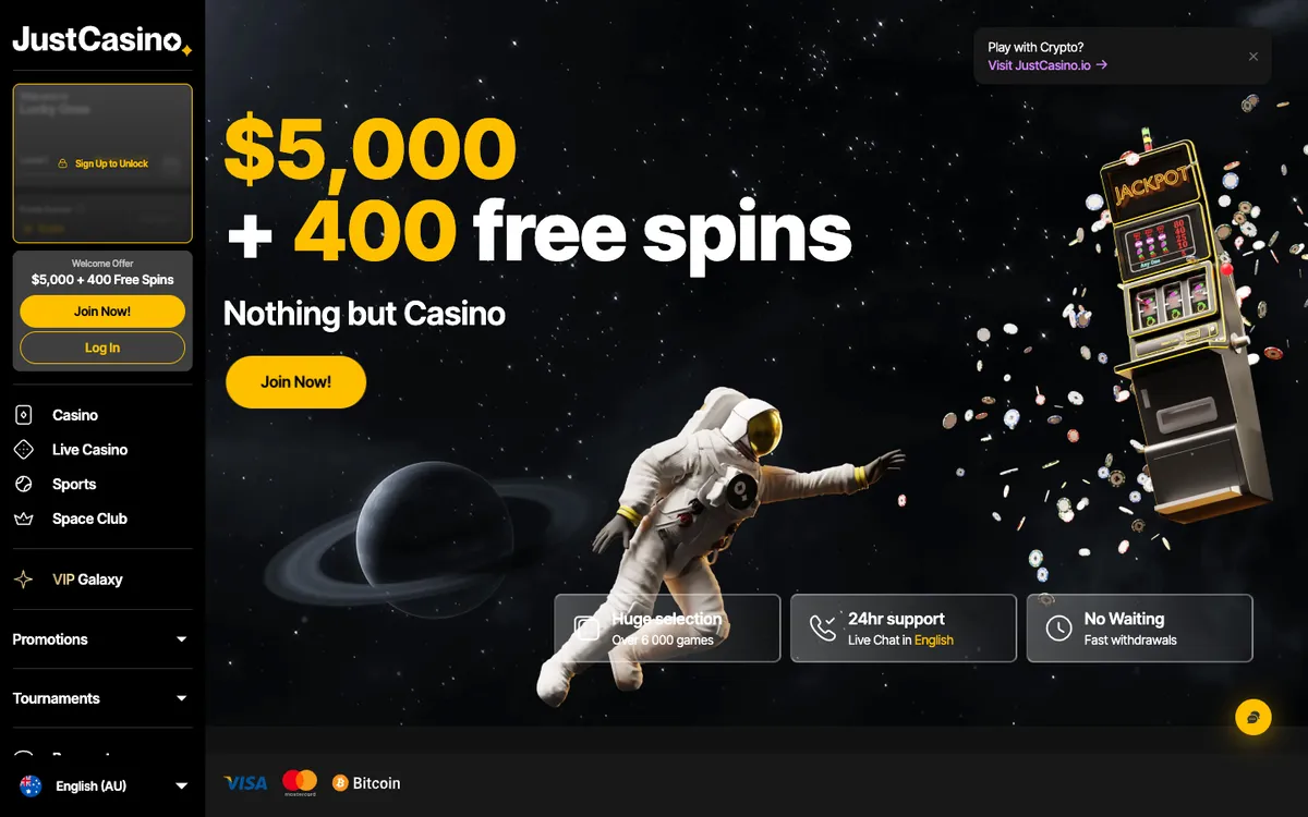JustCasino — «Главная», снято из страны Австралия